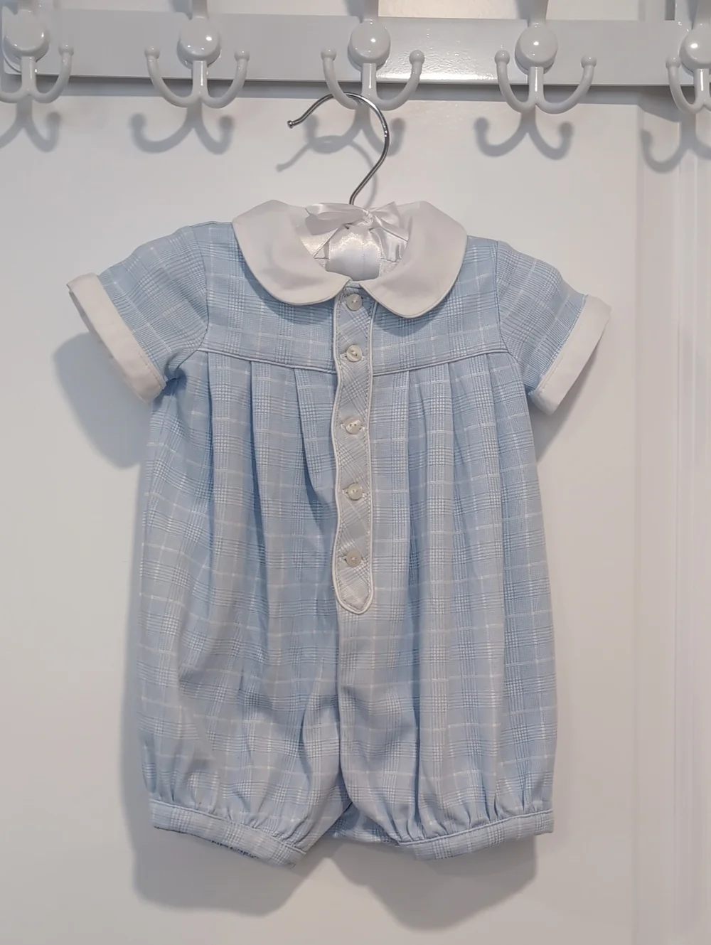 Ralph Lauren White and Light Blue Baby Polo Shortall